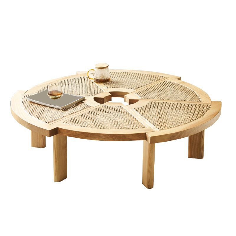 6 Legs Single Coffee Table Wooden Modernism Brown/Beige/Black Cocktail Table