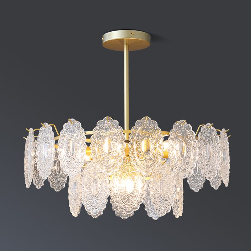 Modern Metal Ceiling Lamp Geometric Shape Island Light with Glass Shade for Living Room