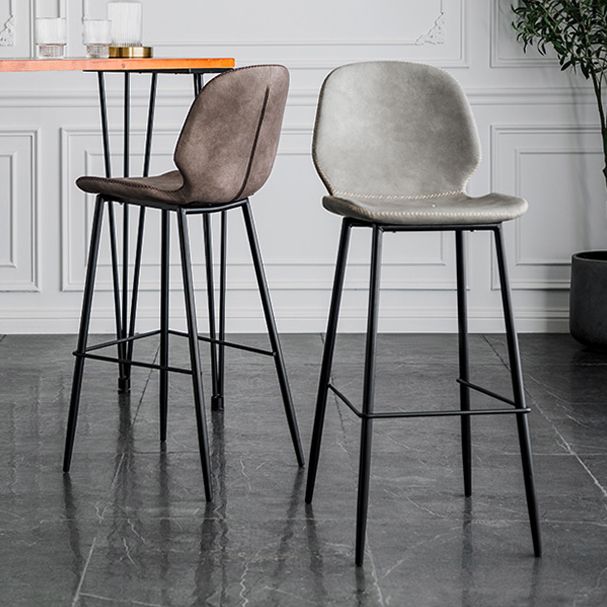 Scandinavian Matte Finish Leather Barstool Footrest Coffee Shop Stool