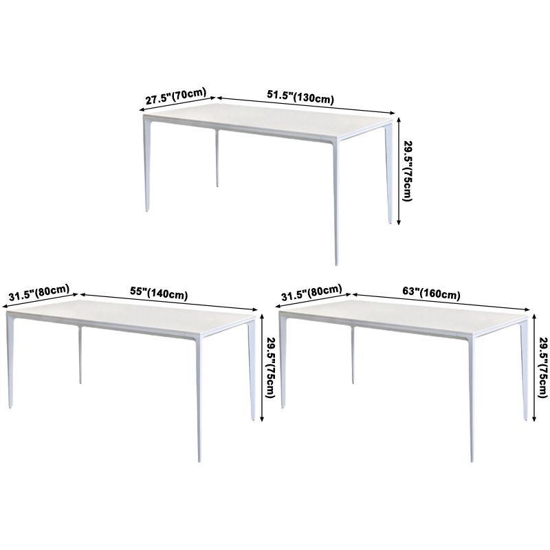 Rectangle Sintered Stone White Dining Table Simplicity 4 Legs Table for Dining Room