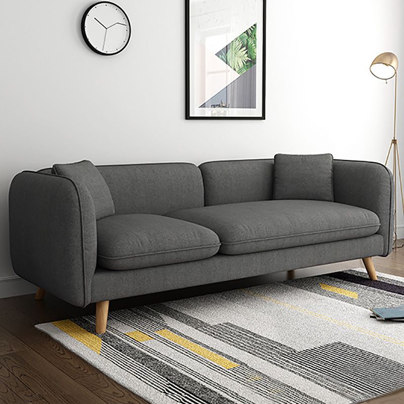 Scandinavian Linen Sofa with Tight Back and Tuxedo Arm for Apartment