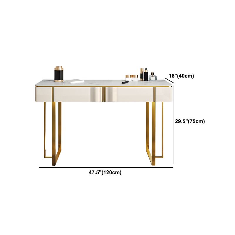 2-Drawer Vanity Makeup Table Set Vanity Stool in White - 29.53" H