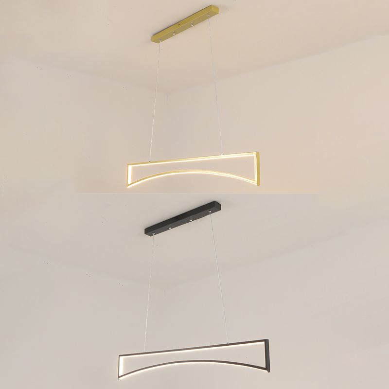 Linear Shape Island Pendant Contemporary Style Metal Single Light Island Light Fixture