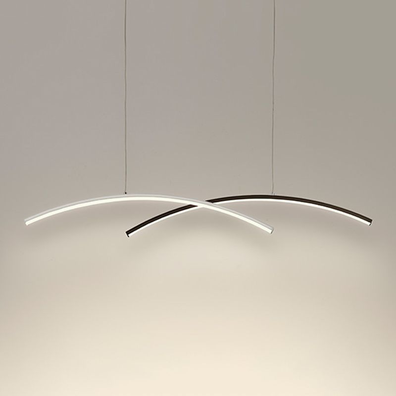 Black and White Ceiling Pendant Fixture Aluminum LED 2 - Light Kitchen Island Light