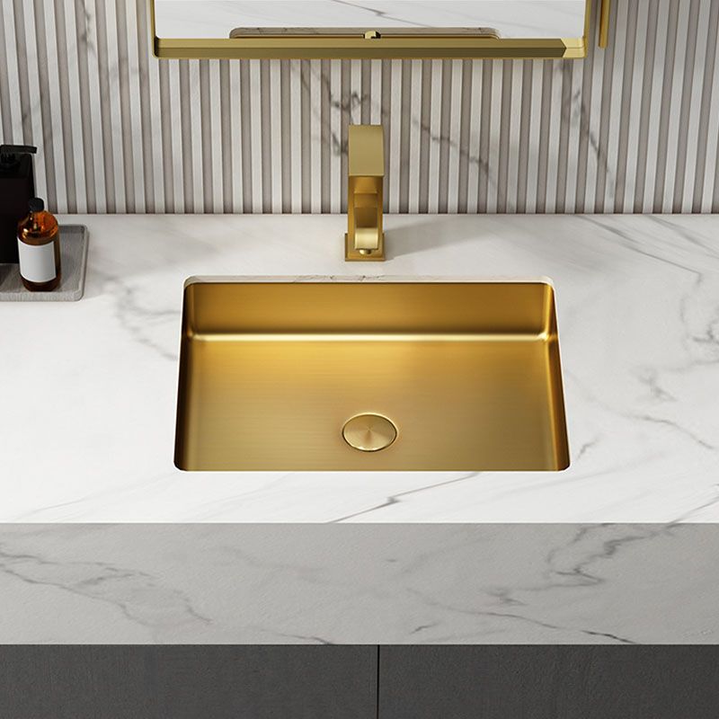 Contemporary Bathroom Sink Metal Rectangular Drop-in Bathroom Sink with Pop-Up Drain