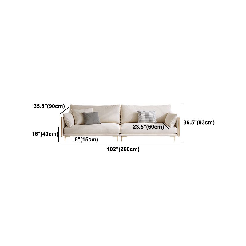 Contemporary Square Arm Settee Couch with Pillows in Beige for 1/2/3/4people