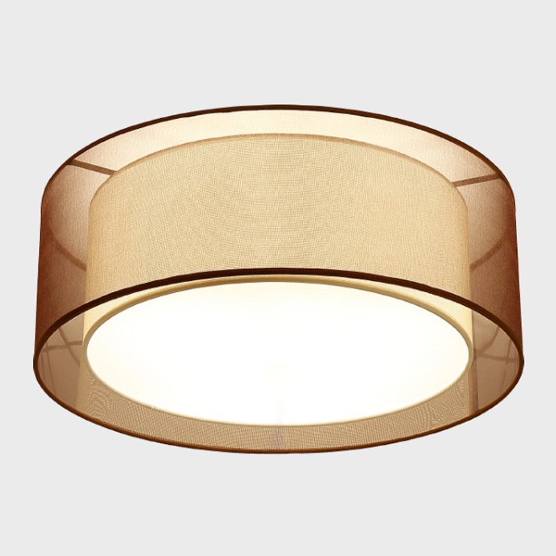 Minimalist Drum Flush Mount Lighting with Fabric 1 Light Flush Ceiling Lights
