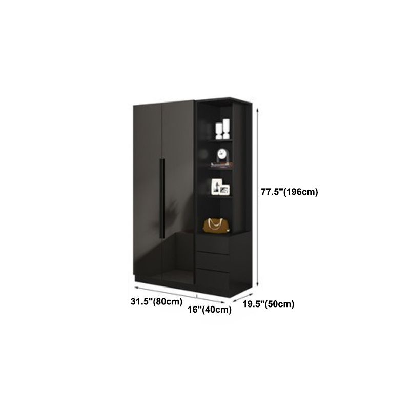 Black Glass Door Cabinet for Bedroom Contemporary Interior Storage Cabinet