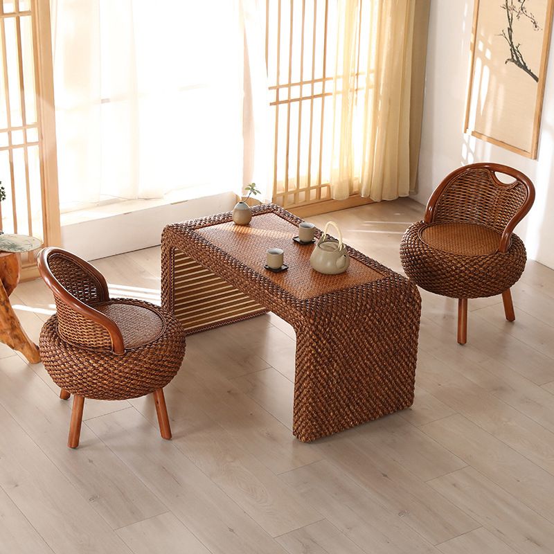 Rattan Armless Chair 19.68" L x 19.68" W Basic Four Leg Chair for Living Room