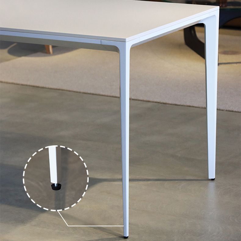 Metal Contemporary Rectangle Dining Table White Sintered Stone Table for Dining Room