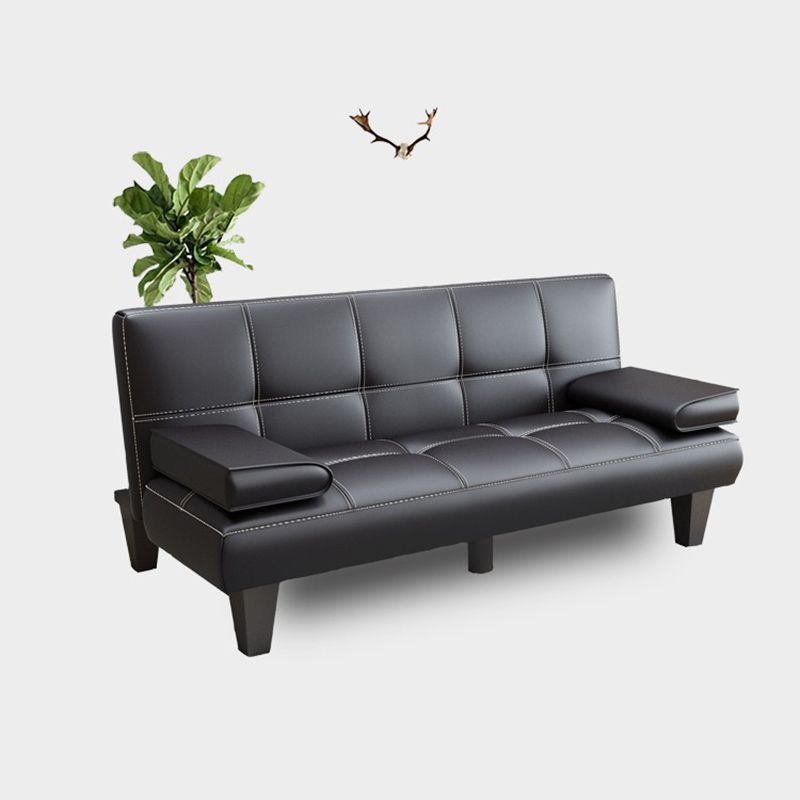 Biscuit Back Faux Leather Pillow Top Arm Modern Sofa with Foldable for Living Room