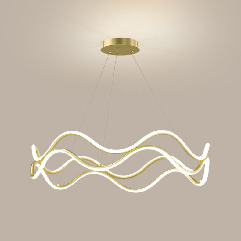 Lustres de lustre simple en or lustre suspendu linéaire pour salon