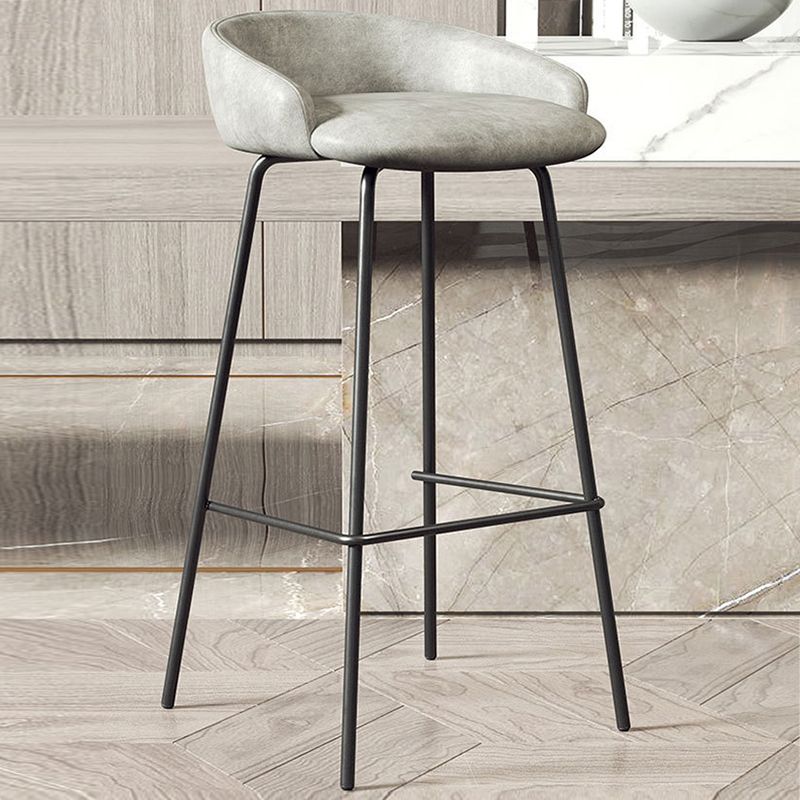 Modern Armless Backrest Counter Stool Iron Bar Stool with Cushion for Milk Tea Shop