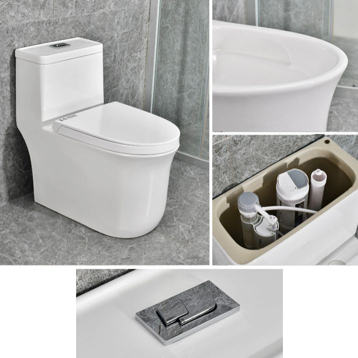 Modern White Flush Toilet Ceramic Elong One-Piece Toilet with Slow Close Seat