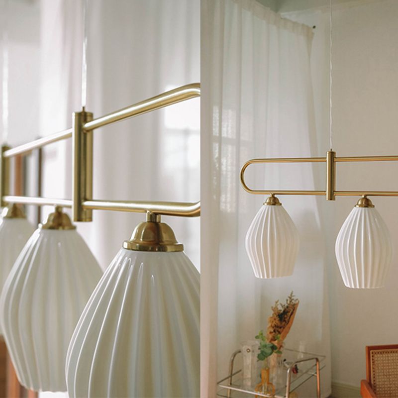 3/4-Light Modern Style Nickle/Chrome Shaded Statement Linear Kitchen Island Light