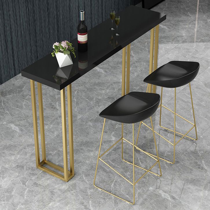 Glam Wood Pub Table with Rectangle Table Top Gold Sled Table - 41.3" H