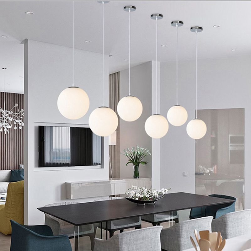 1 Light Ball Hanging Ceiling Light Modern Style Glass Hanging Lamp Kit