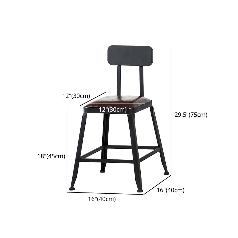 Industrial Iron Armless Footrest Stool Brown Upholstered Stool for Bristol