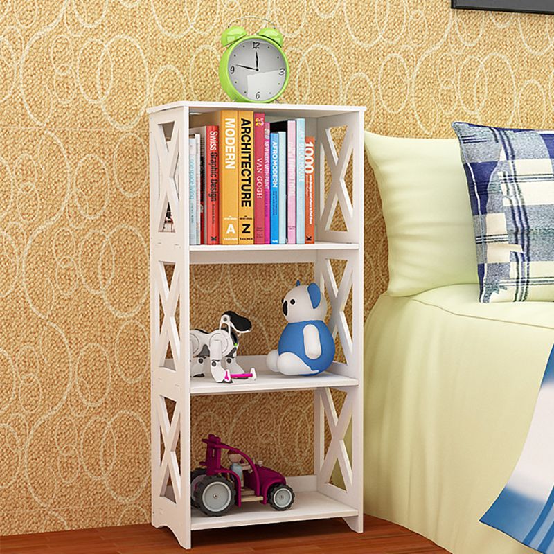 Engineered Wood Bookshelf Modern Open Back White Bookcase , 9.4" W