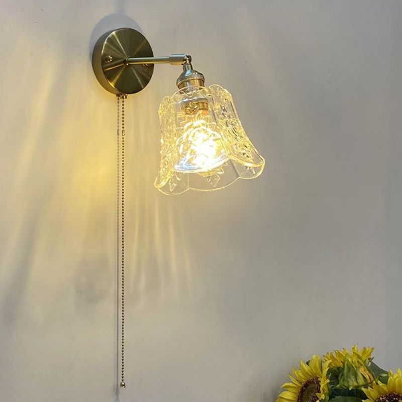 Modern Metal Wall Sconce Bell Shape Vanity Lamp with Glass Shade for Bathroom
