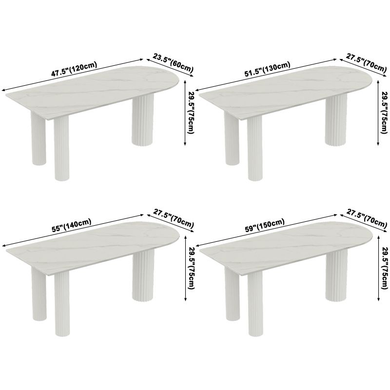 Free Form White Dining Table Sintered Stone Table Modern Style with 3 Legs