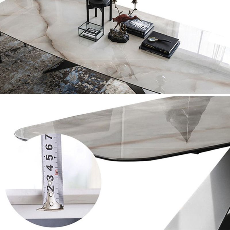 Metal Traditional Luxury Rectangular Table Sintered Stone Table for Dining Room and Kitchen