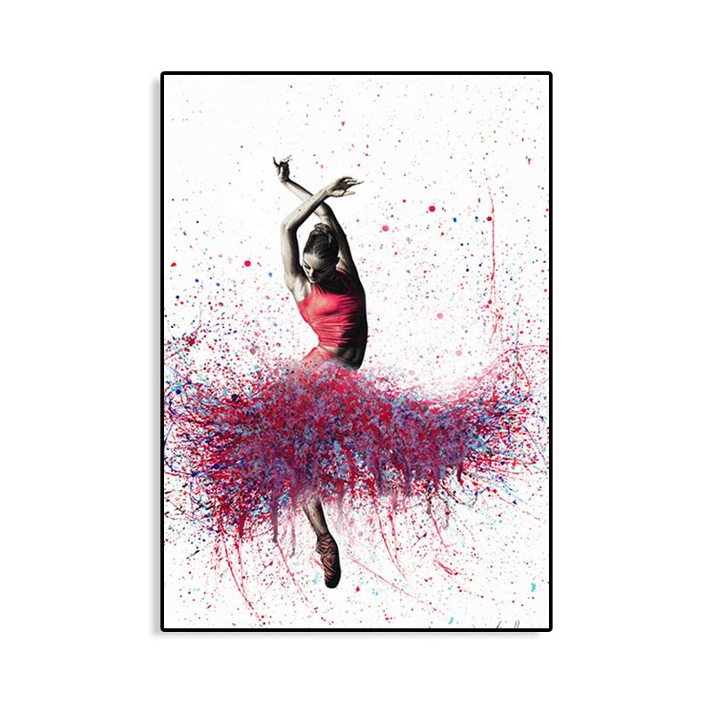 Mixed Media Dancing Girl Canvas Modern Textured Girls Bedroom Painting, Multiple Sizes