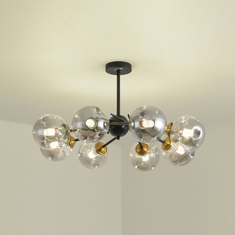 Modern Style Chandelier Light Fixture Globe Shape Glass Hanging Light for Living Room