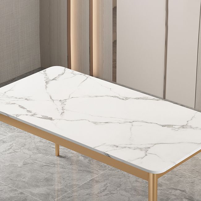 Traditional Sintered Stone Top Dining Set with 4 Gold Metallic Legs for Dining Furniture