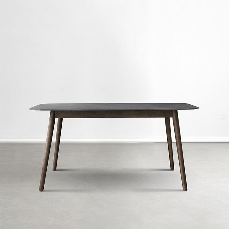 Stone Top Dining Table Mid-Century Modern Dining Table with 4 Brown Legs