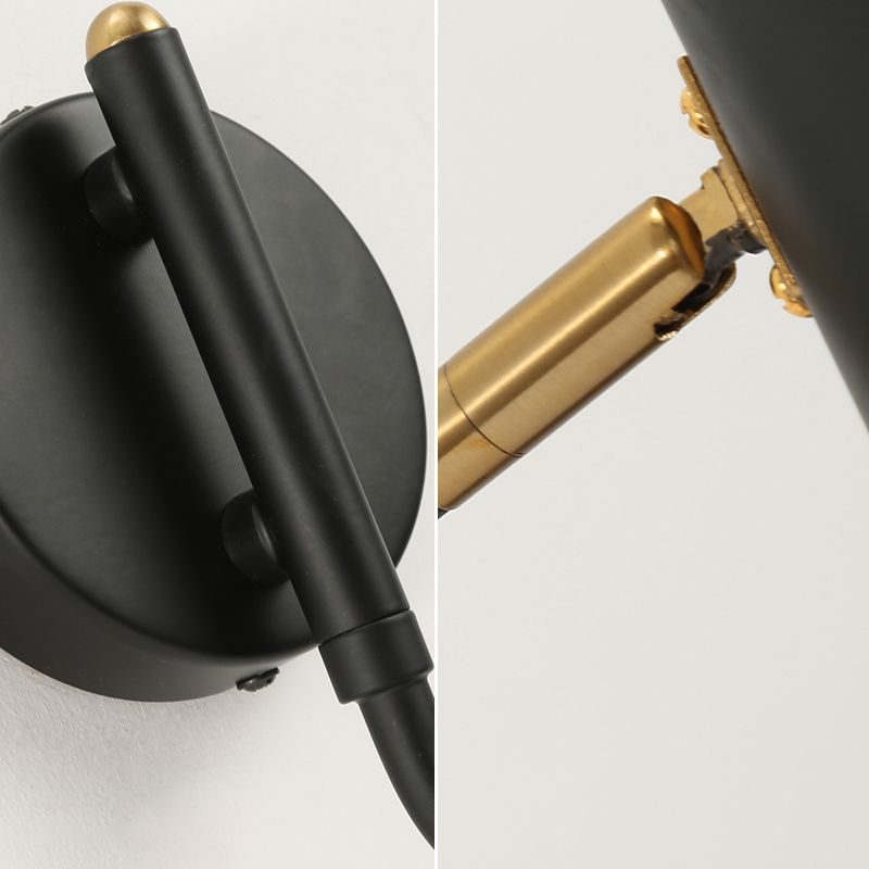 Nordic Style Metal Wall Light 16.5" Wide Swing Arm Wall Sconce for Bedroom