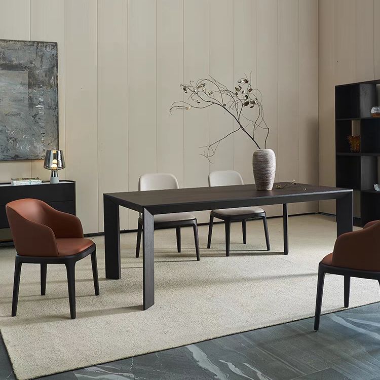 Mesa moderna de madera de fresno en negro para mesa de comedor rectangular de restaurante con 4 patas