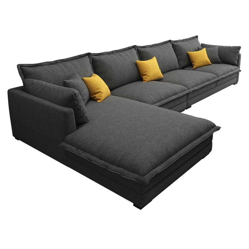Contemporary Fabric Sofa & Chaise with Pillows for Living Room
