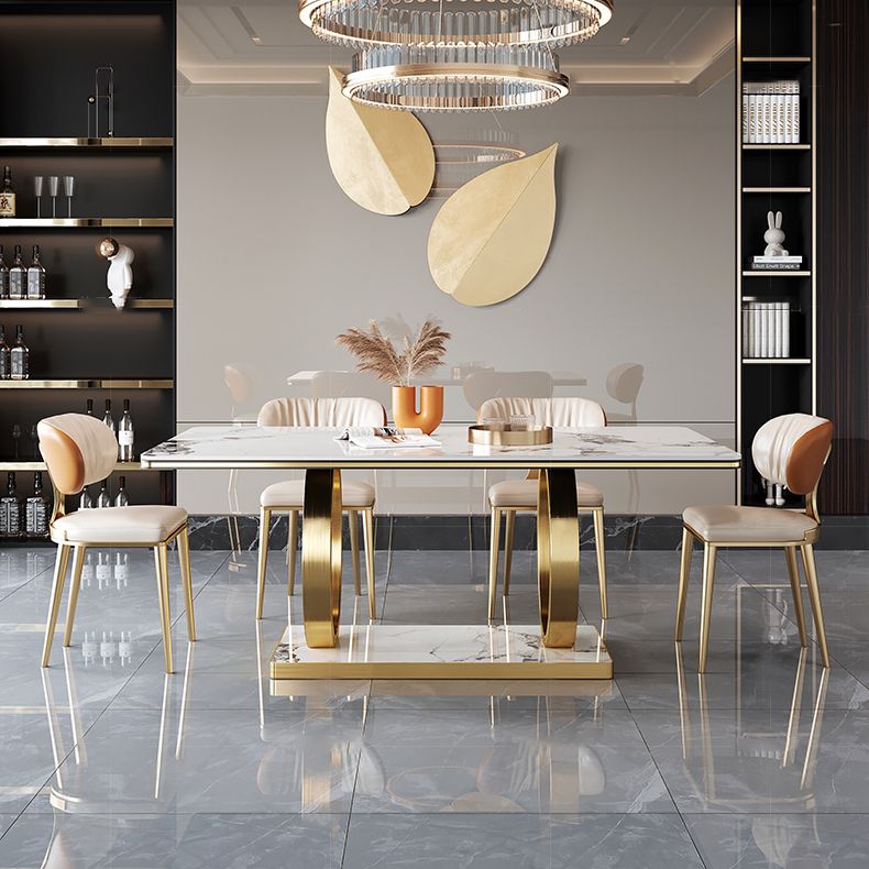 Base de caballete rectangular, muebles para el hogar, colección de comedor de acero inoxidable para comedor