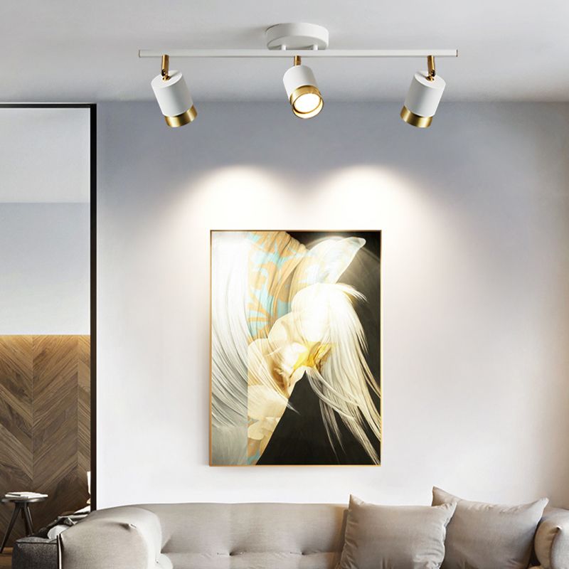 Nordic Cylindrical Metal Track Spotlights Semi Flush Ceiling Track Lighting for Foyer