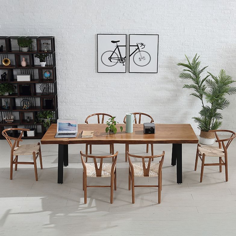 Industrial 1/2/5/7/9 Pieces Dining Set Solid Wood Dining Table with Chairs