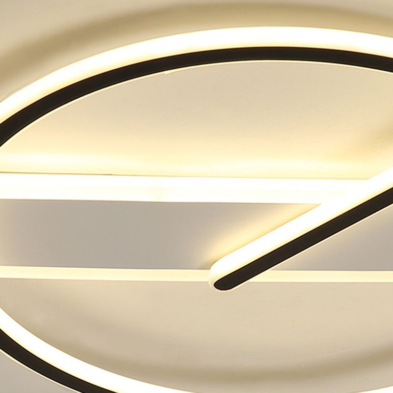 Zeitgenössische Flush-Leuchten Taktförmige 2 leichte Metallspüschmontagelampen in Schwarz