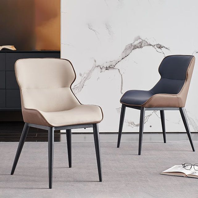 Contemporary Dining Wingback Side Chairs Arm Chair with Metal Legs for Kitchen