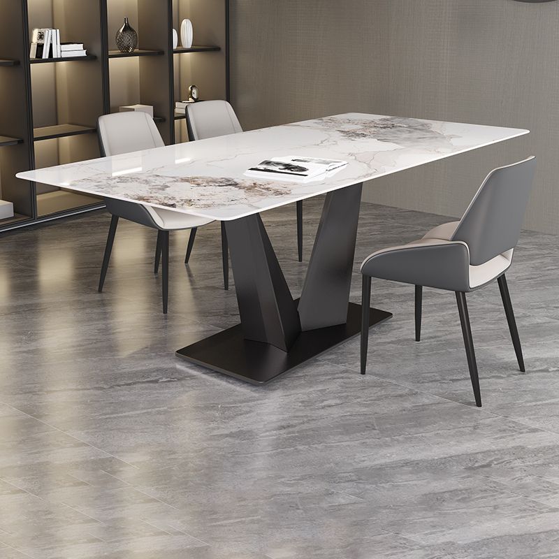 Modern Rectangle Sintered Stone Table Set 1/4/5/7 Pieces Dining Set