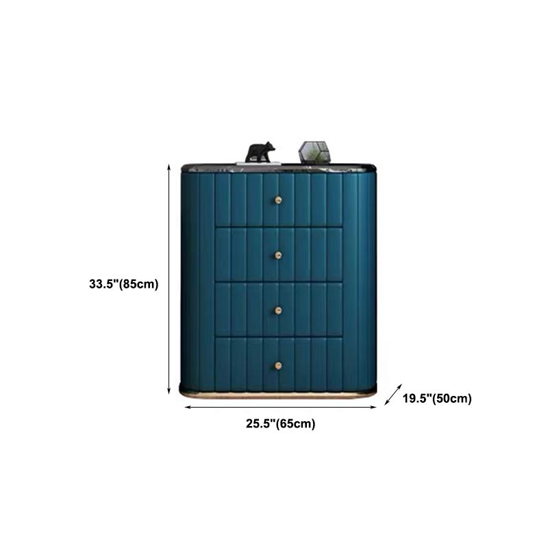 Glam Stone Bedroom Storage Chest Vertical Chest in Blue with Drawers