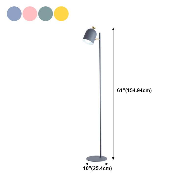 Macaron Cloche Shade Standing Lamp Metal 1 Head Bedroom Floor Light
