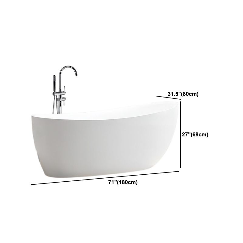 Modern Oval Acrylic Bathtub Home Freestanding Bath Tub in White