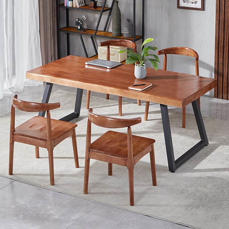 Solid Wood Industrial Dining Table Set 1/2/5/7 Pieces Brown Dinette Set for Home