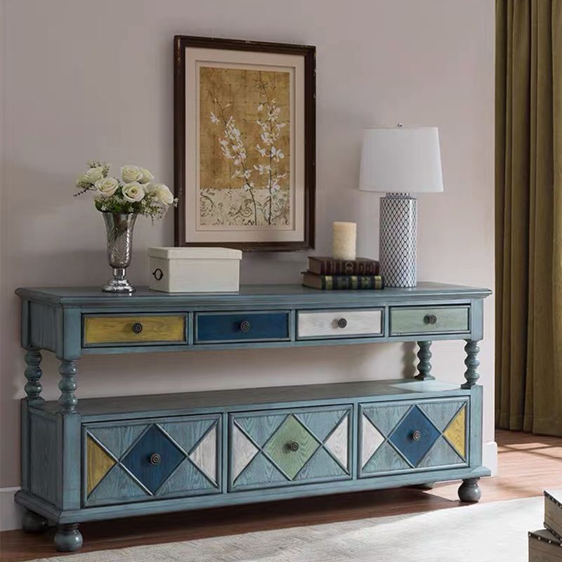 Industrial Accent Chest with Drawers and 1 Shelf in Rubberwood