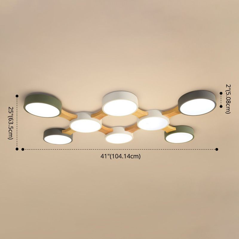 Moderne minimalistische LED-plafondlamp Houten Spoetnik Inbouw met acrylkap
