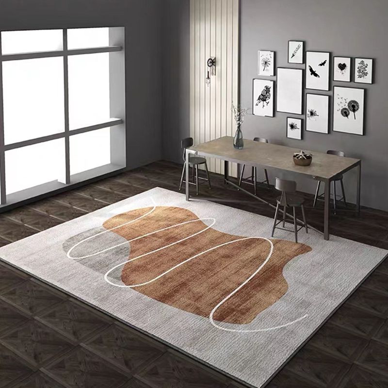 Pewter Modern Carpet Polyester Graphic Carpet Stain Resistant Carpet for Living Room