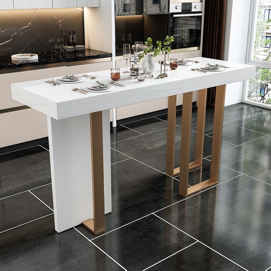 Glam Rectangle Bar Table Set 1/5 Pcs Faux Marble Bar Table Set