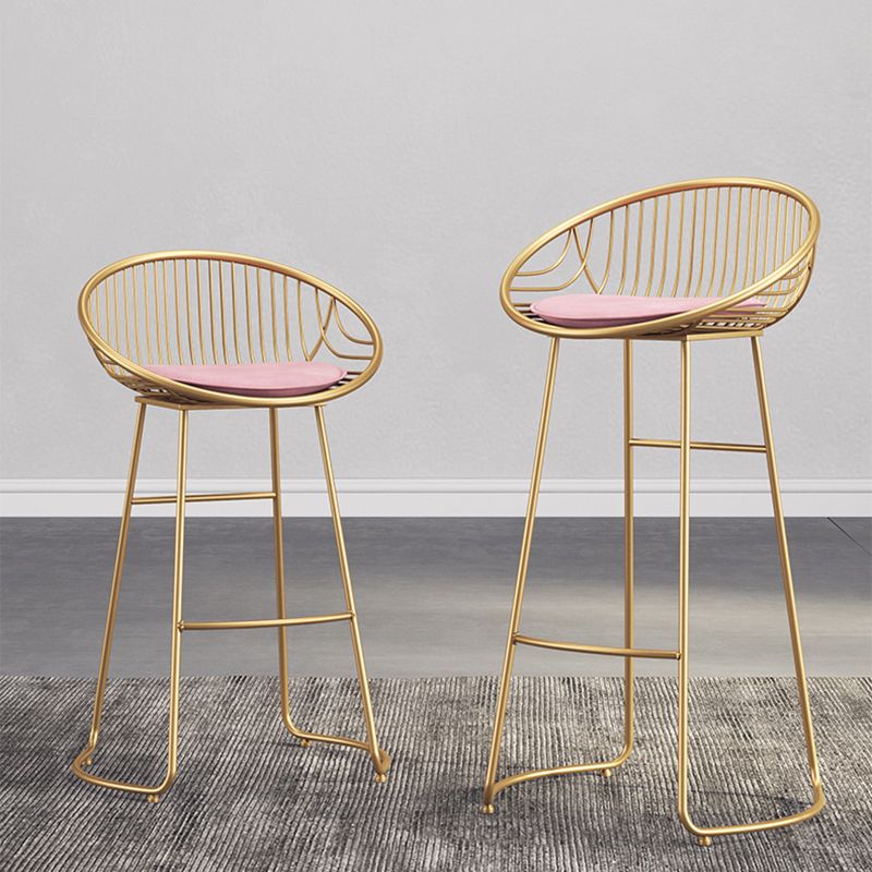 Scandinavian Upholstered Bar Stools for Home Bucket Stools with Metal Base
