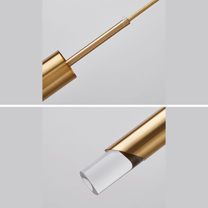 Luz colgante LED cilíndrica de aluminio en una lámpara de colgación acrílica de estilo conciso moderno para espacios interiores