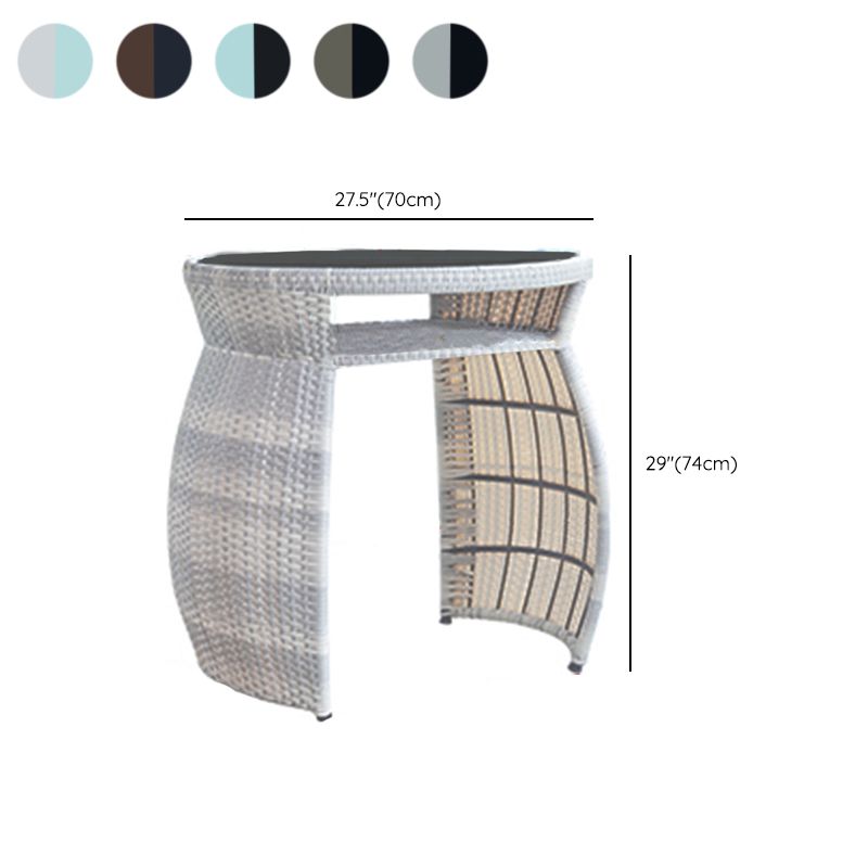 Boho Style Bistro Set 3 Pieces Round Glass Water Resistant Bistro Set